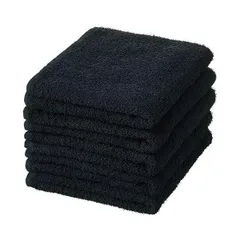 （まとめ） フェイスタオルブラック 1パック（5枚） 〔×2セット〕