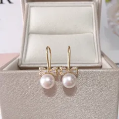 リボン 淡水パール ピアス K18GFゴールド キラキラ 上品 かわいい　ED001