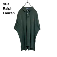 【ロゴ刺繍】ラルフローレン　半袖ポロシャツ　ワンポイント　カーキ　L