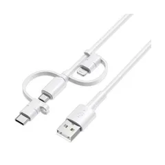 ハイディスク3in1ケーブル 1m ホワイト 高速充電2.4A対応 HD-3IN1MLC1WH 1本