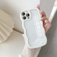 新品 UEEBAI 対応 iPhone 12/iPhone 12 Pro 用の ケース ソフト TPU カバー 可愛い おしゃれケース 透明 ウェーブ デザイン スマホケース ワイヤレス充電対応 軽量 薄型 耐衝撃 人気 波型 バンパー スマホケース - ホワ
