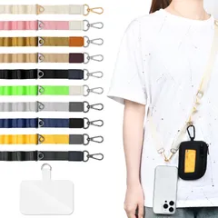 新品 [Yeepan] スマホショルダー 斜めがけ/首掛け/肩掛け 太め 約85cm～140cm 長さ調節可能 スマホストラップ (ストラップ ホルダー 付) 携帯ショルダー 対応 iphone 紐ストラップ
