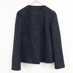 ◎JIL SANDER　ジルサンダー　ノーカラージャケット　ブラック　マルチカラー　イタリア製　ウール　アンゴラ　シルク　レディース　36　b00620のサムネイル