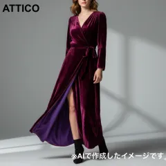 美品 アティコ THE ATTICO ベルベット ベロア ラップドレス ワンピース ロング マキシ丈 長袖 ワインレッド ボルドー イタリア製 パーティー 結婚式 高級 華やか エレガント セレブ愛用モデル ドレスアップ 会食