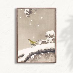 A3サイズ 小原古邨 ポスター 雪中の松に鶯 ウグイス 浮世絵 日本画
