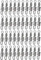 Morisho コーク スクリューロック式 ラセン サルカン ローリング スイベル 回転 スナップ ステンレス エギ 石鯛 釣り 40個セット (#4)