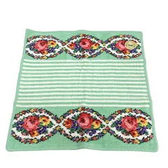 FEILER(フェイラー) 小物新品同様  - ライトグリーン×白×マルチ ハンドタオル/花柄/ボーダー コットン