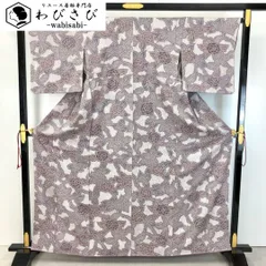 小紋 総絞り 花柄模様 紫鼠色 K-5148のサムネイル