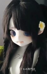 ちびキャラ 風 kigurumi 全頭マスク 茶髪ツインテール ドール顔 現品