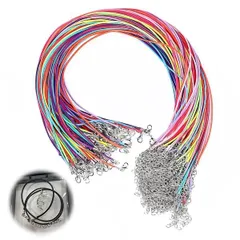 PAVIKE ネックレス チェーン 紐 ネックレスチェーン 革ひも 革紐 合皮 カラフル アクセサリー皮紐 レザー チョーカー 紐 金具付き 50本セット 長さ50cm カニカン 手芸 材料