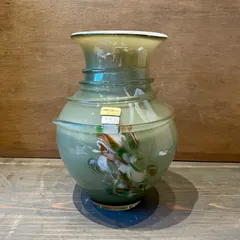 花瓶　フラワーベース　マーブル　レトロ　ヴィンテージ　昭和　ガラス　ミッドセンチュリー　手作り　アートグラス