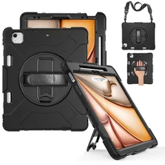 Aokil For iPad Air 13インチ (M3/M2、2025/2024) 回転ケース iPad Pro 12.9インチ (2022/2021/2020/2018)用 ショルダーケース 内蔵ペンホルダー Pencil収納 360度回転スタン ...
