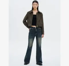 エイトセカンズ ロング ブーツカット デニムパンツ ブルー+アッシュ まとめ 73サイズ