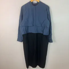 ICB アイシービー ワンピース 無地 ブルー ブラック 42サイズ レディース 古着 モード シンプル