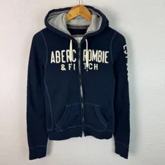 Abercrombie & Fitch アバクロンビーアンドフィッチ スウェット パーカー ロゴ刺繍 ネイビー Mサイズ レディース 古着 ストリート アメカジ