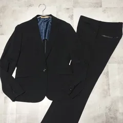 洗える【美品】ORIHICA オリヒカ ウォッシャブル パンツ スーツ セットアップ 11号 Lサイズ相当 ブラック 黒色 ポリエステル シングル 1B 1ボタン 背抜き