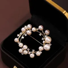 パールブローチ卒業式 入学式 コサージュ サークル フォーマル  ゴールド 上品 シンプル 行事 スーツ ワンピース