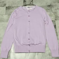 OLD ENGLAND　アンサンブル カーディガン 半袖ニット 36サイズ S相当 ラベンダー 紫色　綿・コットン