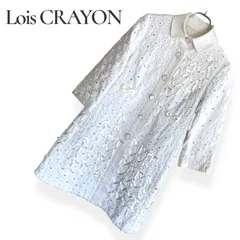 Lois CRAYON ロイスクレヨン ホワイト コート Mサイズ相当 襟付き 総レース リボンデザイン レディース 日本製 上品 フェミニン スプリングコート 春物 アウター エレガント 998KZのサムネイル