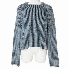 ザラ ZARA 美品 近年 リブニット クロップドセーター プルオーバー 長袖 厚手 L 175/96A ブルー系 X