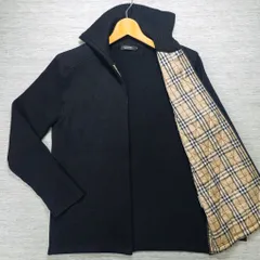【極美品】バーバリーブラックレーベル ニットブルゾン M L 黒 ウール ノバチェック ホースロゴ刺繍