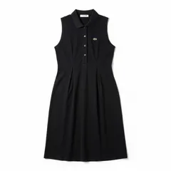 ラコステ LACOSTE ワンピースノースリーブポロワンピース 胸元ワンポイントワッペン 襟付き 黒 36サイズ 992643のサムネイル