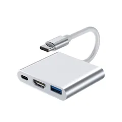 USB Type C HDMI アダプタタイプ 変換 3-in-1 HDMI 変換ケーブル 4K 解像度 ポートUSB 3.0 高速ポートタイプ 100W PD急速充電ポート MacBook/Phone/S-witch/USBCデバイスに対応（シルバー）