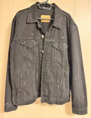 (Lサイズ) 未使用 新品 ザラ ダメージ デニム ブラックデニムジャケット