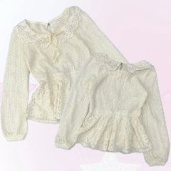 リズリサ 姫ギャル フリル レース ラブリー アイボリー ロマンス ブラウス ニット