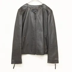 UNTITLED 【美品】42 黒 XL 羊革 ラムレザー ノーカラー レザー UNTITLED（アンタイトル） レザージャケット ライダース 「着丈短め