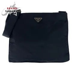 美品 PRADA プラダ テスート 三角ロゴプレート ブラック シルバー金具 ナイロン 斜め掛け ショルダーバッグ サコッシュ メンズ 504744【中古】