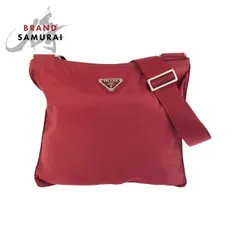 PRADA プラダ テスート 三角ロゴプレート ワインレッド 赤 ナイロン ショルダーバッグ メッセンジャーバッグ レディース 505030【中古】