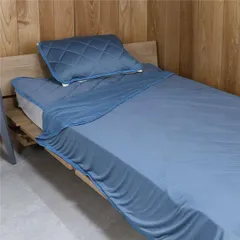 両面使える 冷感パイルケット シングル ブルー