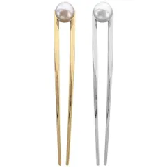 【在庫処分】ヘアアクセサリー 和装簪 レディース 5.71インチ ヴィンテージスタイル 2本セット アップヘア用 パール付きヘアフォーク 髪飾り LALAFINA パーティーや日常使いに