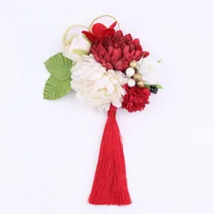 【特価商品】高級造花 和装 ヘッドドレス タッセル 振袖 タッセル 袴 髪留め 着物 ナチュラル 水引 和風 謝恩会 ヘアピン 成人式 卒業式 花飾り 結婚式 飾り 七五三 浴衣 花見 ドライフラワー 花火大会 和装小物 夏祭り 髪飾り (レッド)