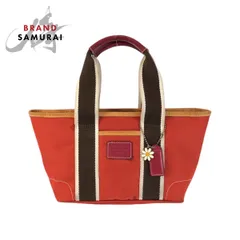 COACH コーチ ハンプトンズ ウィークエンド ミニ トート オレンジ ブラウン 6260 ハンドバッグ トートバッグ レディース 600307【中古】