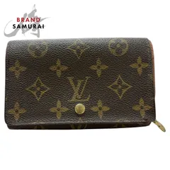 LOUIS VUITTON ルイヴィトン モノグラム ポルト モネ ビエ トレゾール ブラウン ゴールド金具 PVC/レザー M61730  二つ折り財布 レディース【中古】