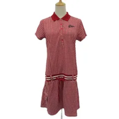 フィラ FILA GOLF ゴルフウェア ワンピース ひざ丈 LL 大きいサイズ 赤 レッド ギンガムチェック柄 ポロ襟 半袖 /SM44 ■ECB001
