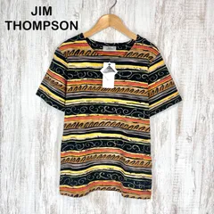 新品未使用 美品 JIM THOMPSON ジムトンプソン エスニック柄 ボーダー 総柄 Tシャツ マルチカラー レディース 半袖 トップスのサムネイル