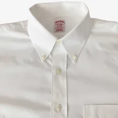 【17-34】Brooks Brothers(ブルックス・ブラザーズ) ポロカラーBD(ボタンダウン)シャツ ホワイト  Madison Fit ノンアイロン スーピマコットン100% ポケット付 マレーシア製