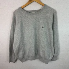 MONO-MART LADYS モノマートレディース ニット セーター ロゴ刺繍 グレー Fサイズ レディース 古着 シンプル ストリートのサムネイル
