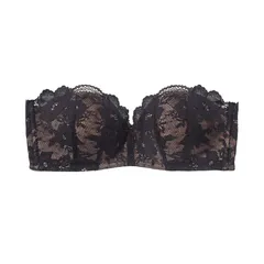 [ピーチ・ジョン] ストラップレスブラ【ノンワイヤー 紐なし 落ちにくい ズレにくい 滑り止め 安定感 総レース 盛れる 美胸 ソフトワイヤー】ミラクルノンワイヤー ストラップレス ブラック E75 1