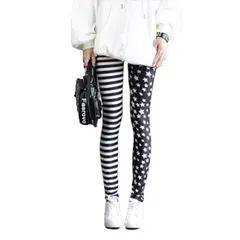 [PIENSE] 全12色 レギンス フリーサイズ カラフル ストレッチ お出掛け スポーツ 全般 ヨガ フィットネス ダンス (星＆横ライン)