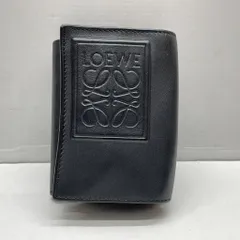 01w-5677 ロエベ LOEWE  アナグラムロゴ トライフォールドウォレット 小銭入れ付き 箱無し ブラック  スペイン製 メンズ   三つ折り財布  C565TR2X01   【中古品】