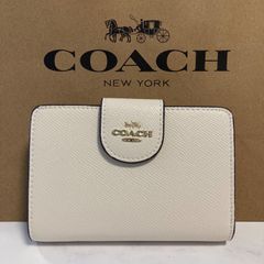 新品 COACH 長財布 コーチ 二つ折り財布 レディース メンズ ホワイト