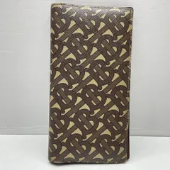 01w-5678 バーバリー BURBERRY  TBモノグラム 2つ折り長財布 総柄 コンチネンタルウォレット 小銭入れあり 箱無し ブラウン メンズ  長財布  8025767  【中古品】
