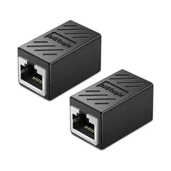 LANケーブル 延長コネクタ Cat6 Cat5 RJ45 干渉防止 金属シールド 中継コネクタ LAN延長 メス-メス イーサネット延長 ギガビット対応 8P8C 2個入り