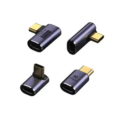 Type C 変換 アダプター 4点セット 40Gbps 高速データ転送 アルミ合金製 L字 立体弯 中弯 直头 側弯 多機能 USB-C タイプc アダプタ スマホ ノートPC 充電 データ転送 軽量 コンパクト 耐久性 工事現場 車内 狭い空間