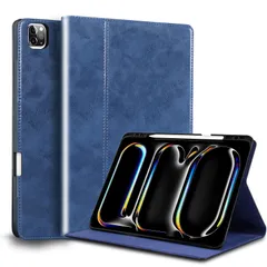 Gexmil for iPad Pro 11 インチ M5 2025 / M4 2024 ケース 耐衝撃性 高級レザー製,スタイラスホルダー衝撃防止 手帳型 保護 アジャスタブルスタンド オートスリープ/ウェイク 防滑 シンプル おしゃれ レザーケー ...