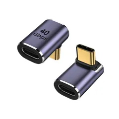 USB C 変換 アダプター 上下 90° L字 2個 Type Cオスメス アダプタ 40Gbps高速データ転送 8K@60Hz映像出力 100W/5A急速充電